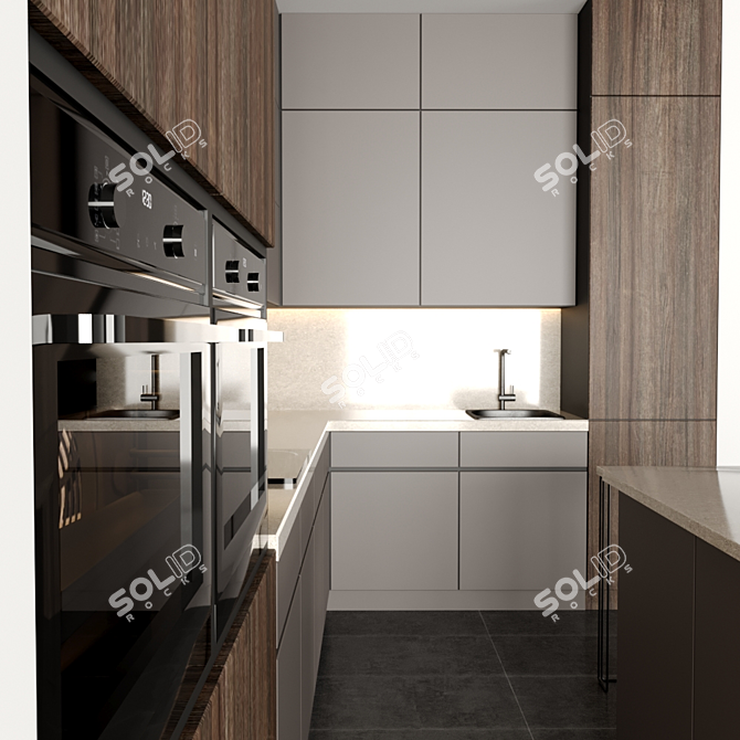 Modular Kitchen 3D Model 3D model image 3