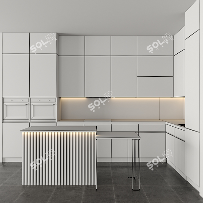 Modular Kitchen 3D Model 3D model image 5