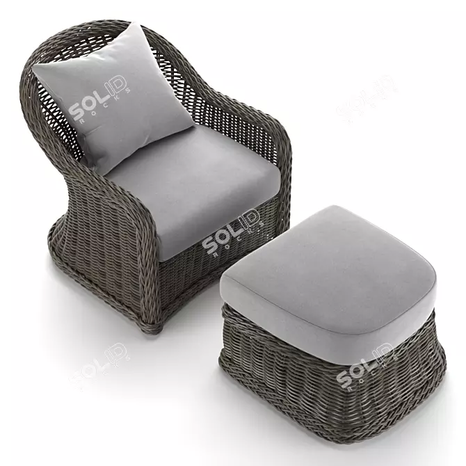 Havana Lounge Chair & Ottoman: Stylish Outdoor Seating 3D model image 2