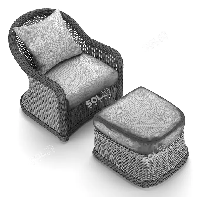 Havana Lounge Chair & Ottoman: Stylish Outdoor Seating 3D model image 3