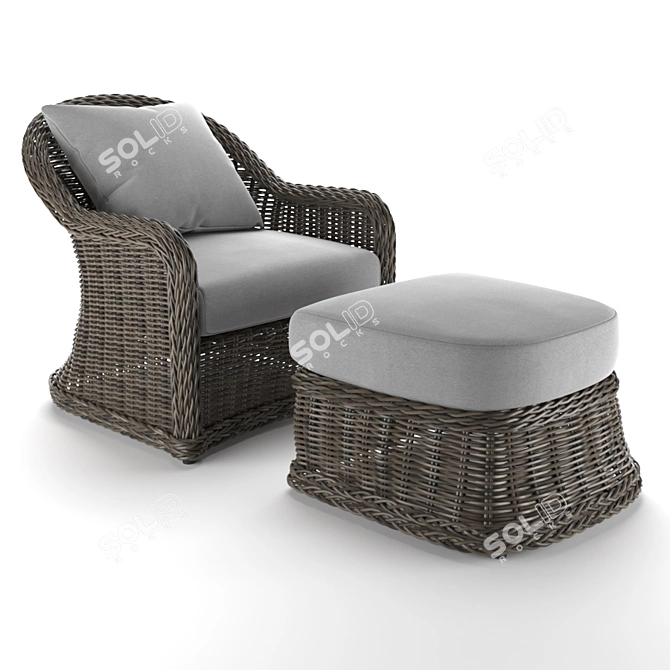 Havana Lounge Chair & Ottoman: Stylish Outdoor Seating 3D model image 4