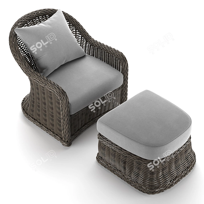 Havana Lounge Chair & Ottoman: Stylish Outdoor Seating 3D model image 5
