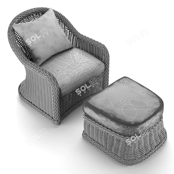 Havana Lounge Chair & Ottoman: Stylish Outdoor Seating 3D model image 8