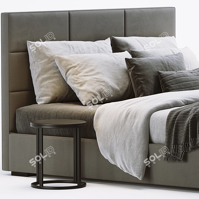 Modern Channel Upholstered Bed 3D model image 3