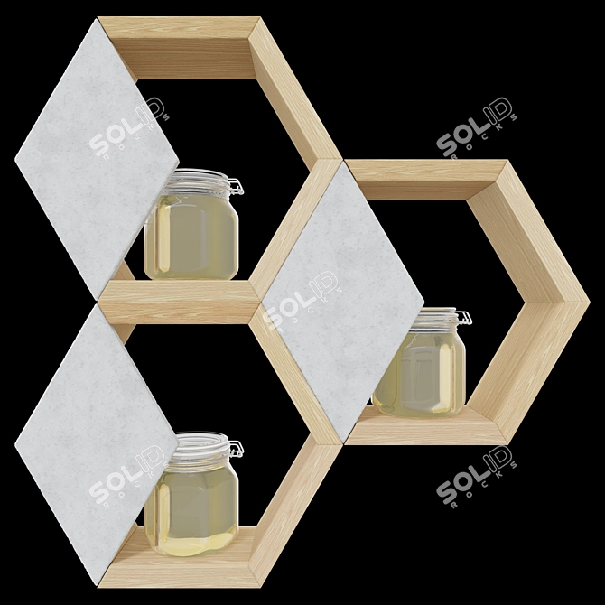 Title: Honeycomb-inspired Decorative Shelves 3D model image 1