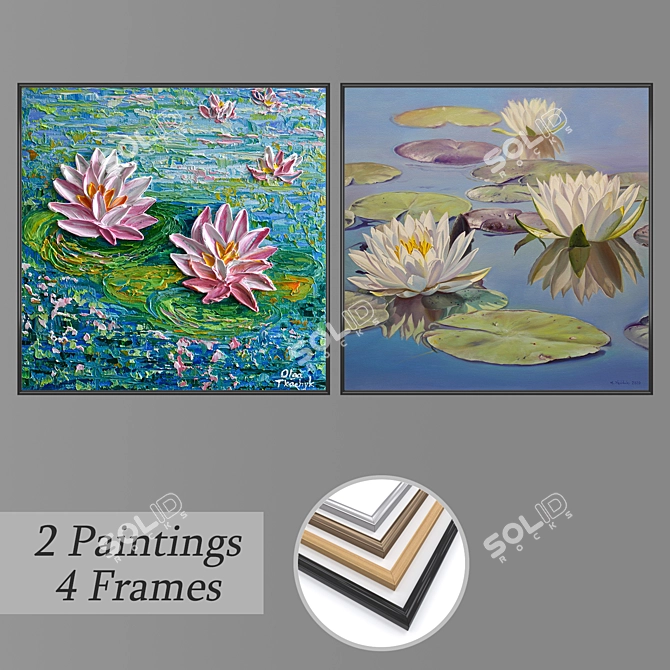 Modern Wall Art Set with Frames 3D model image 1