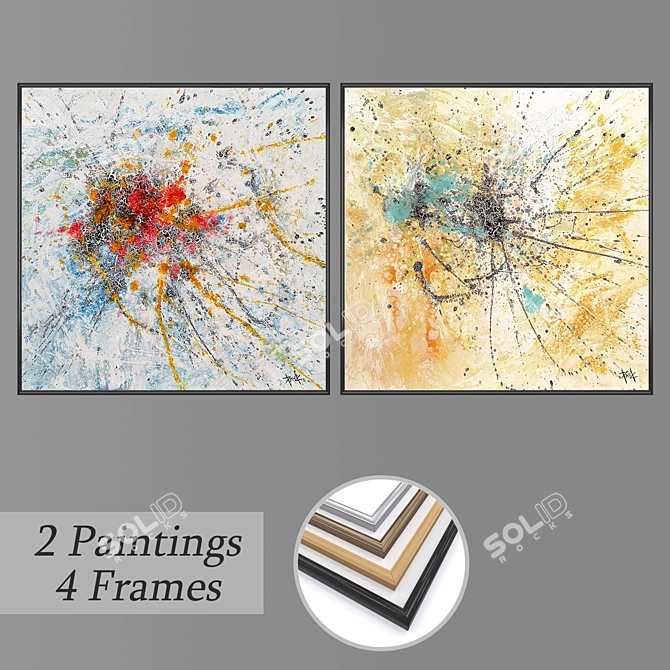 Abstract Wall Art Set 3D model image 1