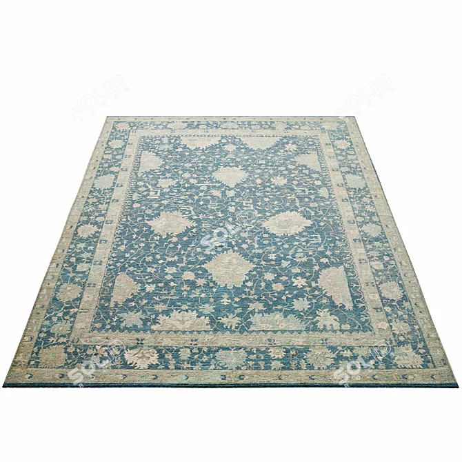 Opale Hand-Knotted Wool Rug: Luxurious Elegance for Your Space 3D model image 2