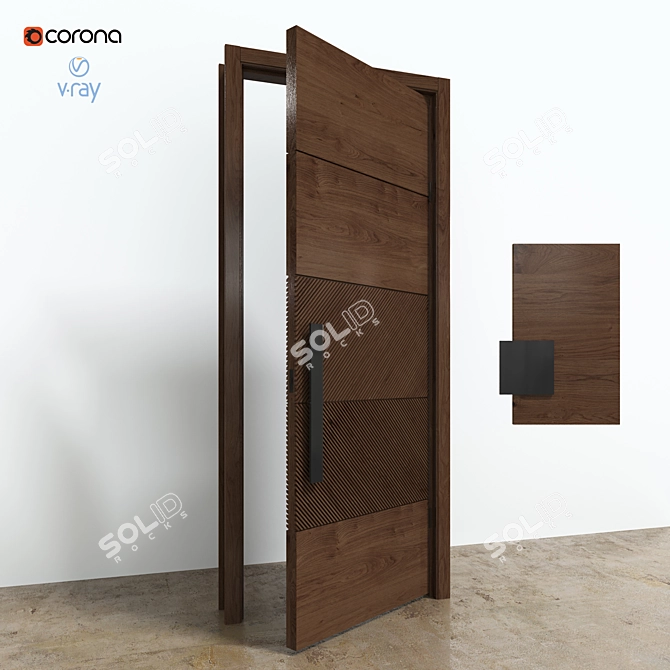  Lecate Artisan Walnut Door 3D model image 2