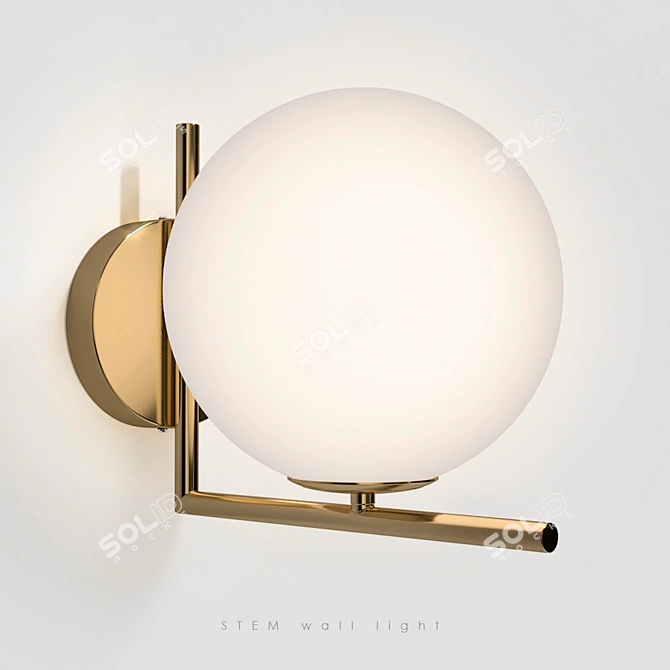 Elegant Stem Wall Lamp in Golden Finish 3D model image 1