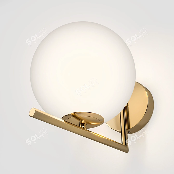 Elegant Stem Wall Lamp in Golden Finish 3D model image 2