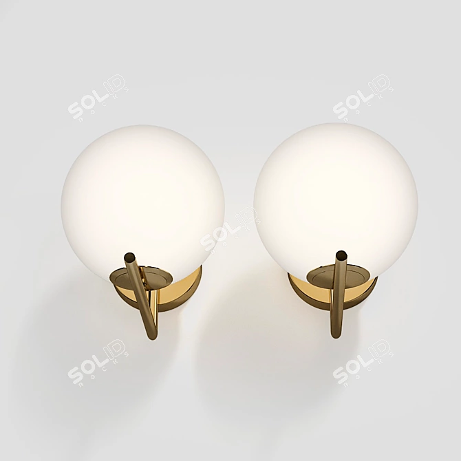 Elegant Stem Wall Lamp in Golden Finish 3D model image 4