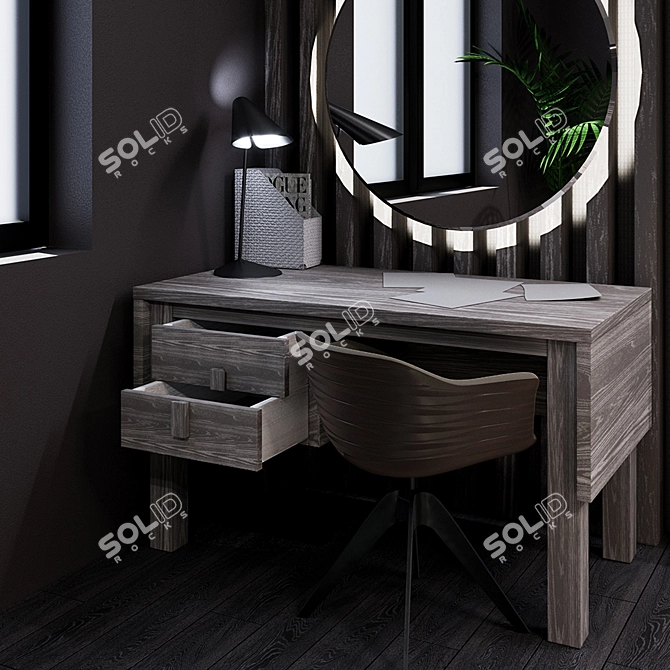 Concept Pine Writing Table 3D model image 3