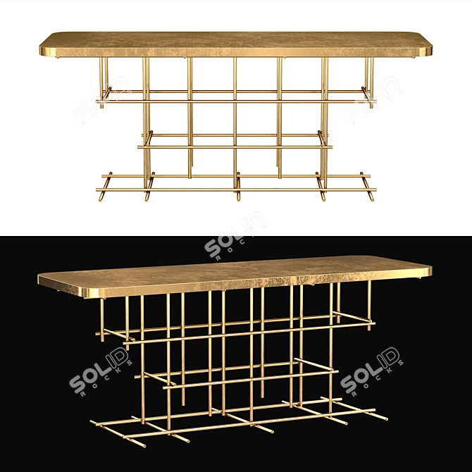 Elegant Bronze Console for Living and Dining Rooms 3D model image 1