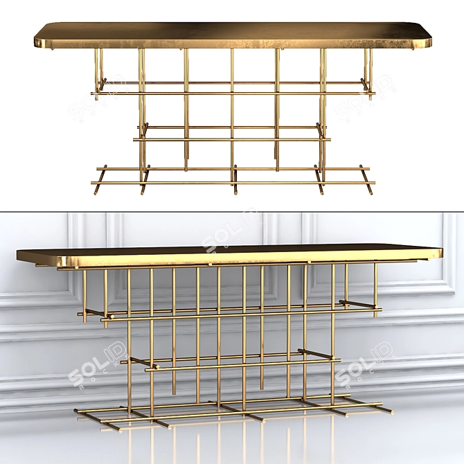 Elegant Bronze Console for Living and Dining Rooms 3D model image 3