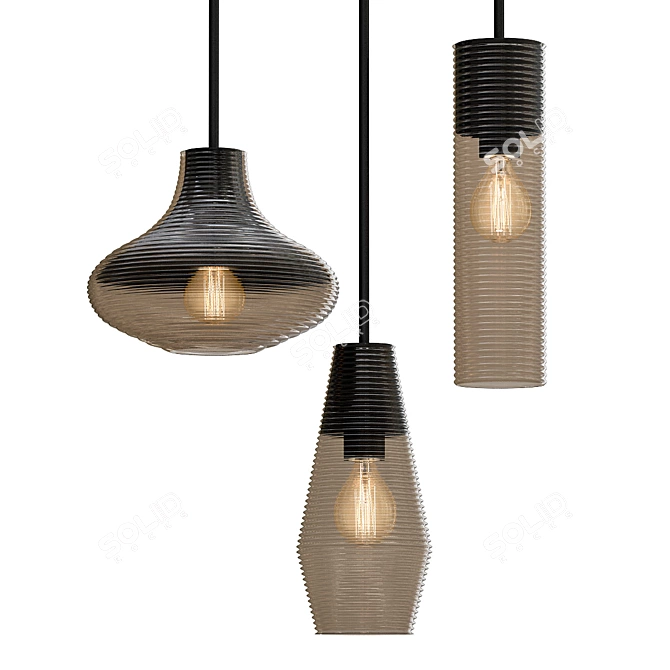 Scandinavian Glass Pendant Light Set 3D model image 1