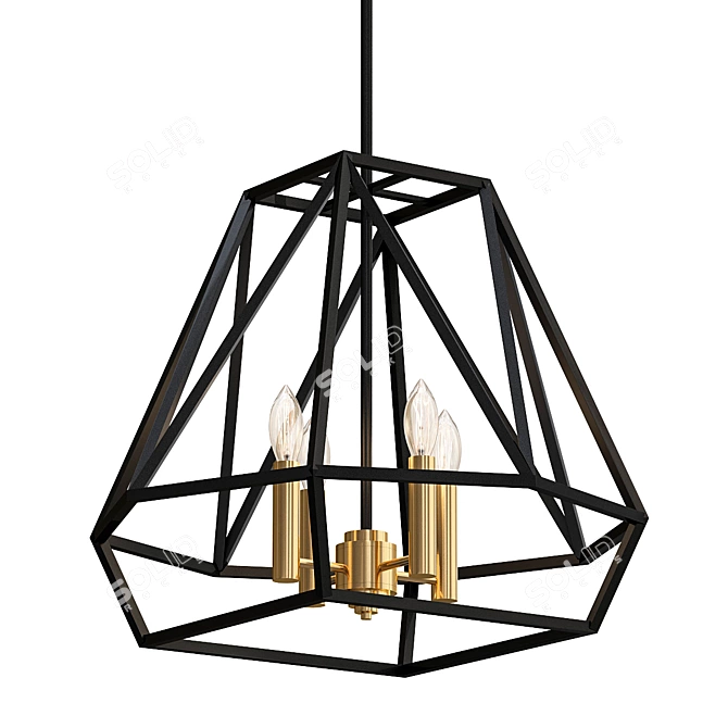 Elegant Bronze Pendant Chandelier 3D model image 1