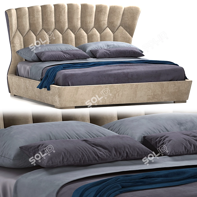  Mollie Bed: Sleek and Stylish Slumber 3D model image 1