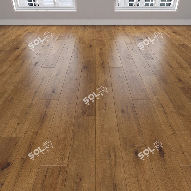 Oak Parquet 3 Types: Herringbone, Linear, Chevron 3D model image 2