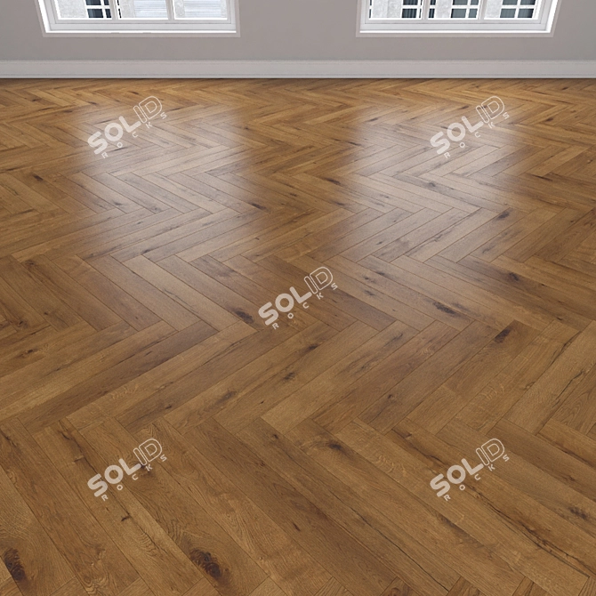 Oak Parquet 3 Types: Herringbone, Linear, Chevron 3D model image 3