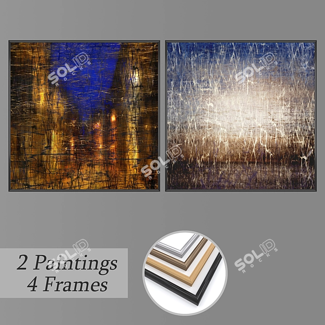 Elegant Wall Paintings Set 3D model image 1