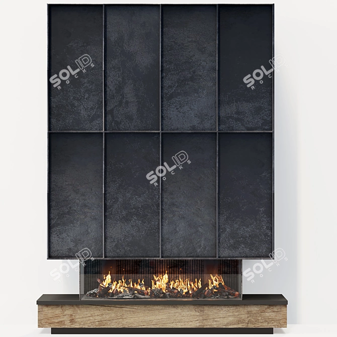 Title: Modern Metal Paneled Fireplace 3D model image 3