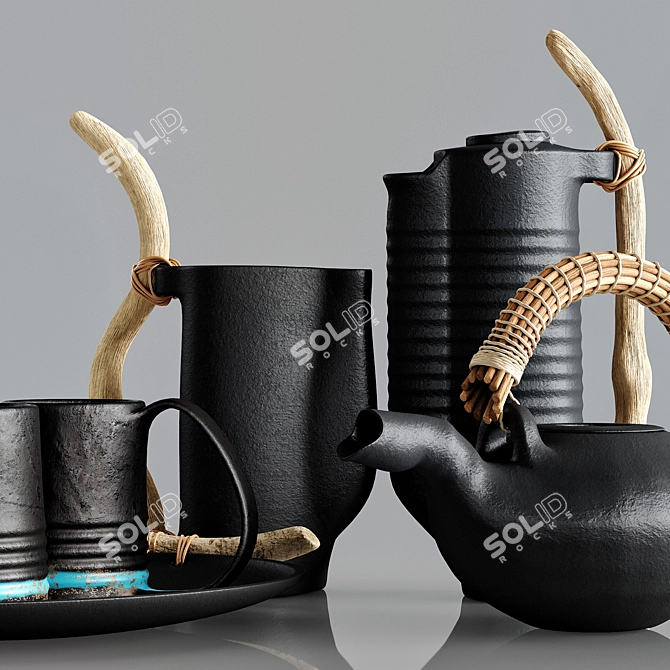 Elegant Handcrafted Ceramic Tableware 3D model image 2