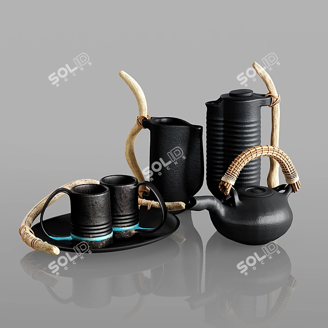 Elegant Handcrafted Ceramic Tableware 3D model image 5