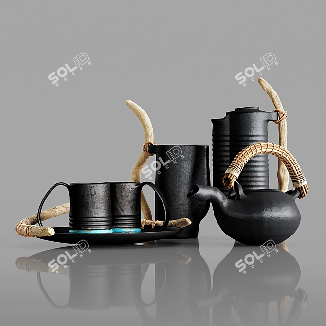 Elegant Handcrafted Ceramic Tableware 3D model image 6