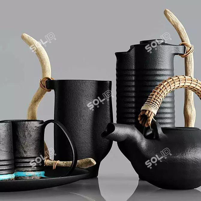 Elegant Handcrafted Ceramic Tableware 3D model image 8