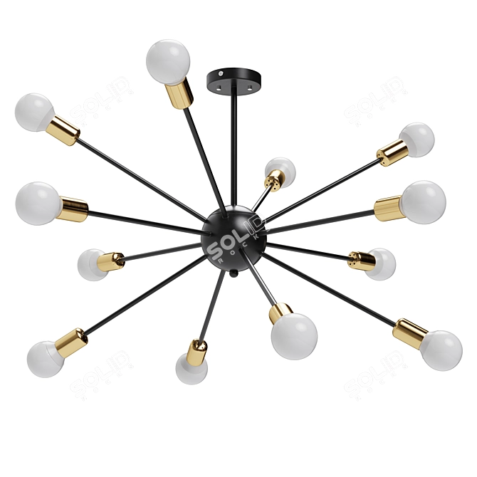 Sputnik Jet Black/Gold Pendant 3D model image 1