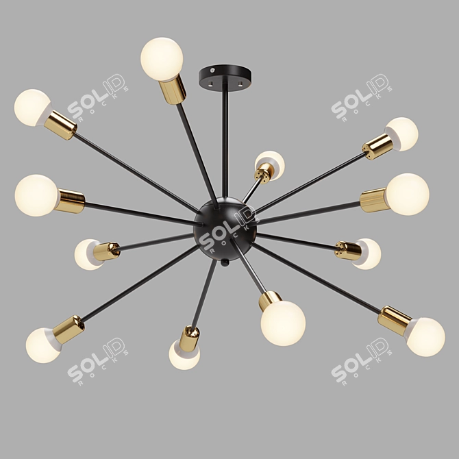 Sputnik Jet Black/Gold Pendant 3D model image 2