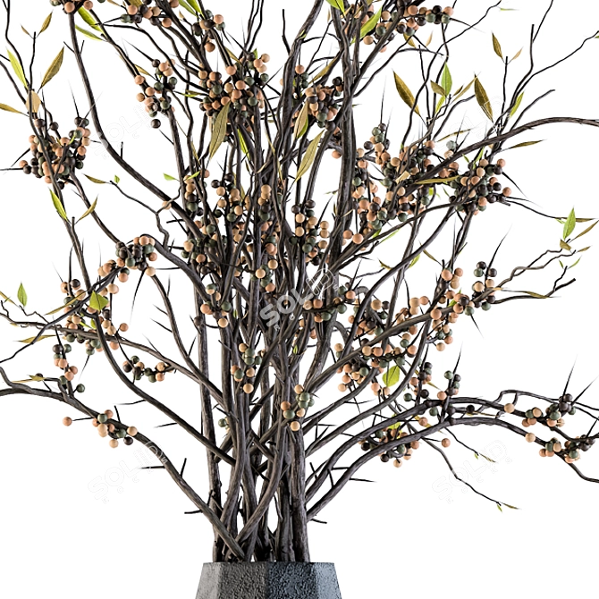 Elegant Dried Branches in Concrete 3D model image 4