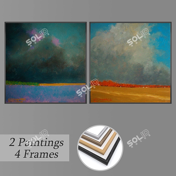 Modern Wall Art Set with Multiple Frames 3D model image 1