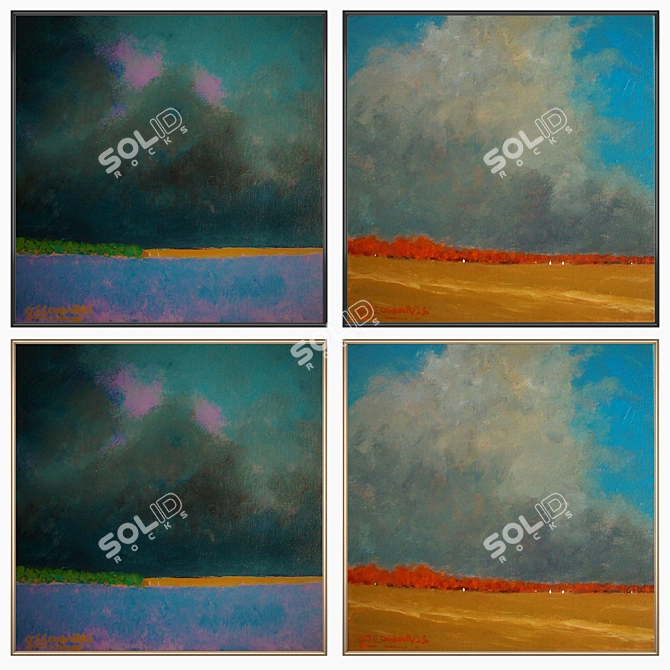 Modern Wall Art Set with Multiple Frames 3D model image 2