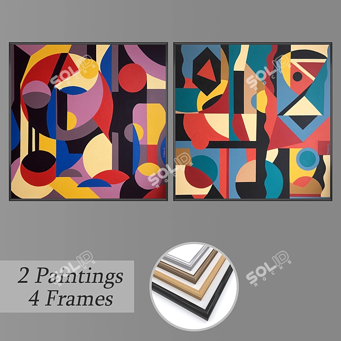 Elegant Wall Art Set with Frame Variety 3D model image 1