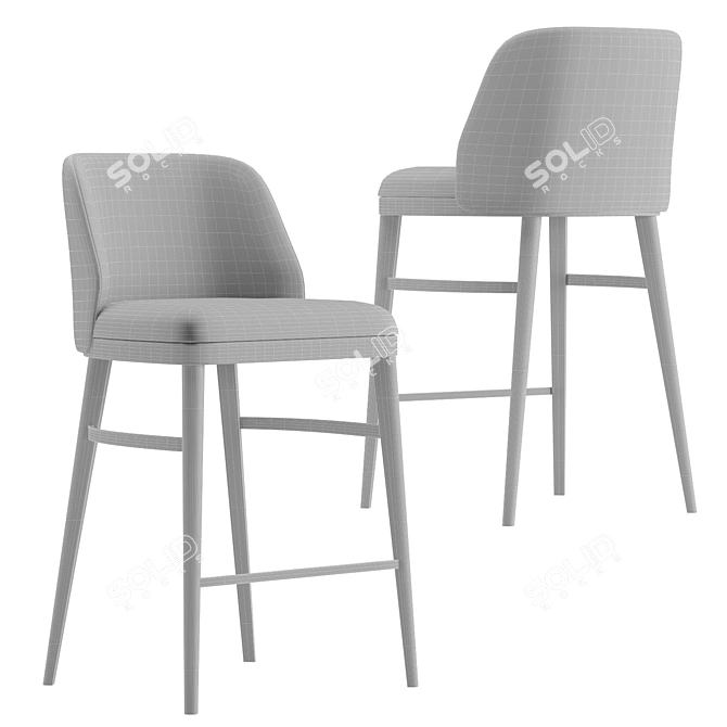 LUM Oak Bar Stool: Elegant Seating Choice 3D model image 2