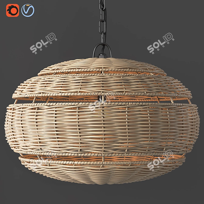 Palmea Rustic Outdoor Pendant 3D model image 1