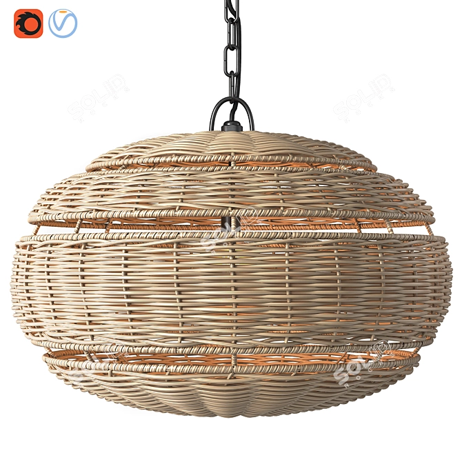 Palmea Rustic Outdoor Pendant 3D model image 7