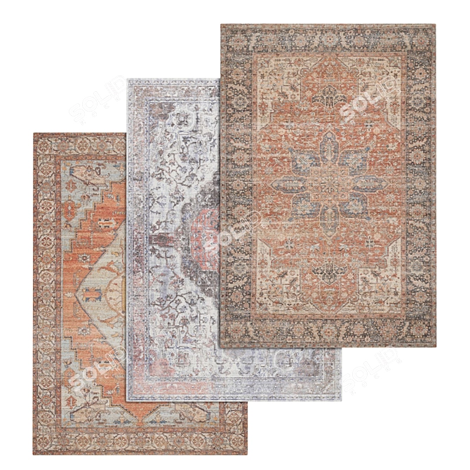 Luxury Texture Carpets Set 3D model image 1