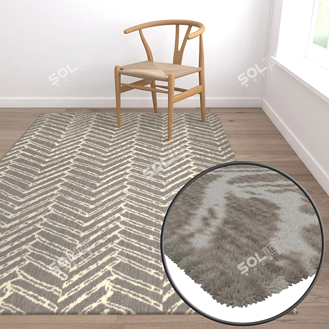 Luxury Rug Collection: 3 High-Quality Carpets Set 3D model image 5