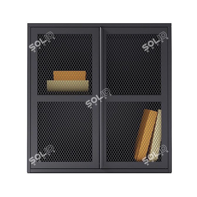 Gray Mesh Door Cabinet, 80x83 cm 3D model image 2