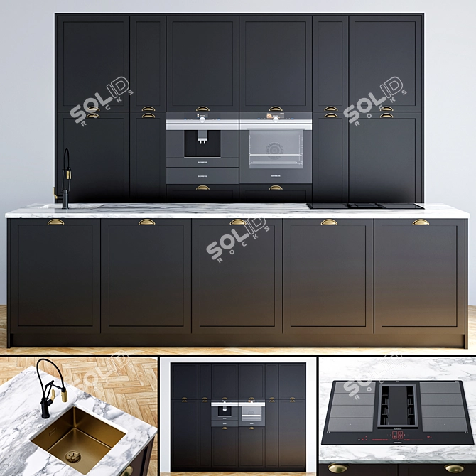 Modern Siemens Kitchen with Brizo Faucet 3D model image 2