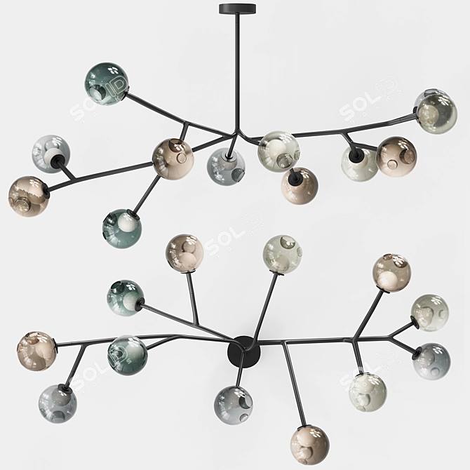 Elegant 28-Armature Bocci Chandelier 3D model image 1