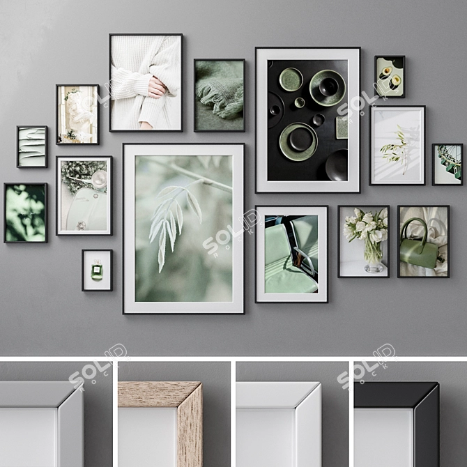 Stylish Photo Frames Set 3D model image 1