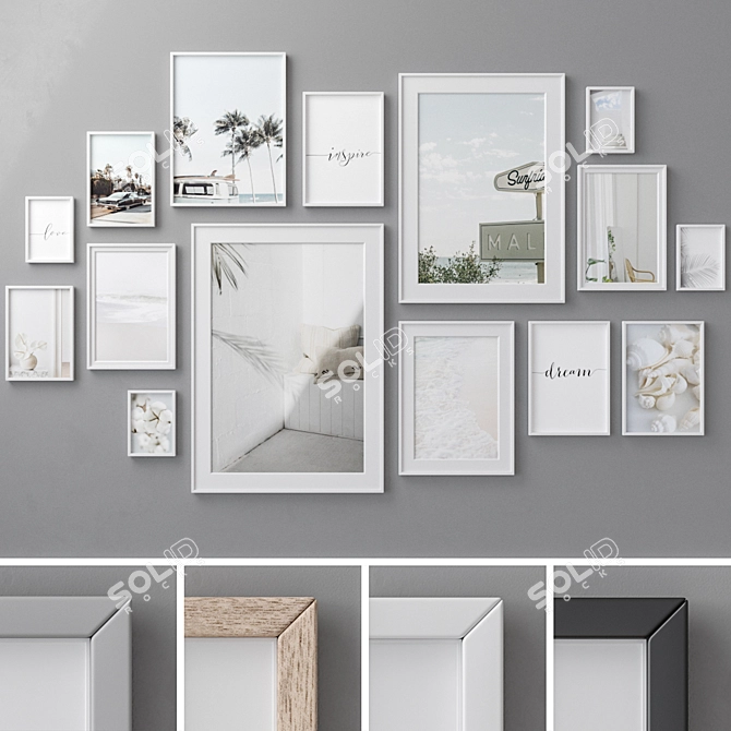 15-Piece Wall Photo Frame Set 3D model image 1