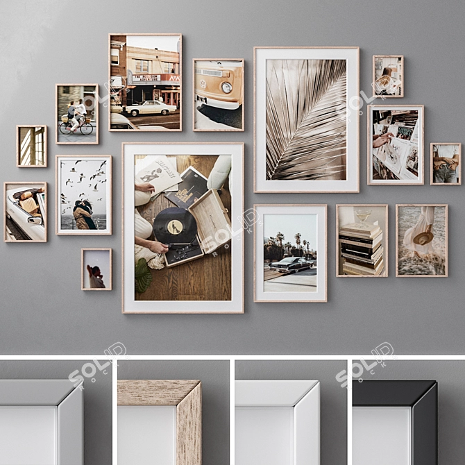 Stylish Photo Frames Set 3D model image 1