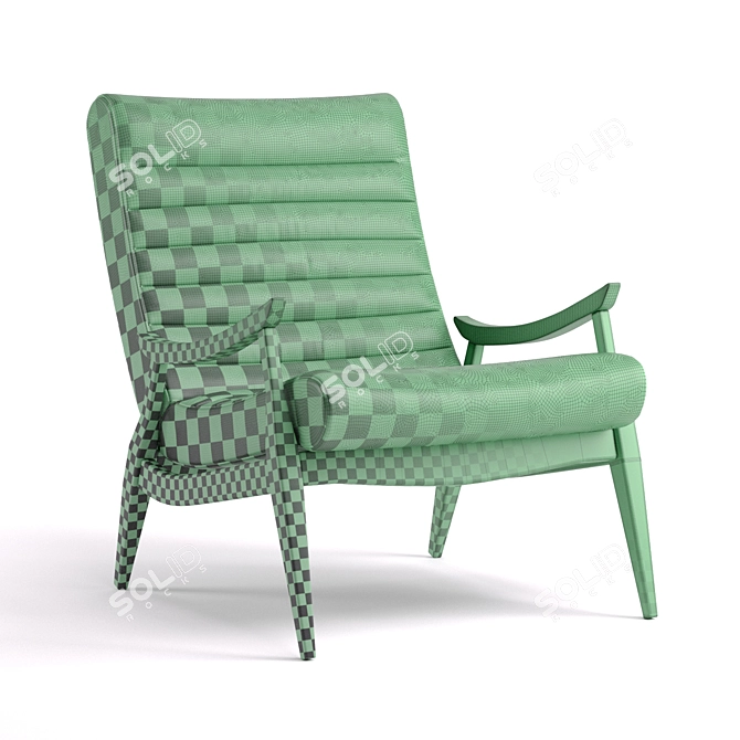 Sleek Mid-Century Leather Chair 3D model image 5