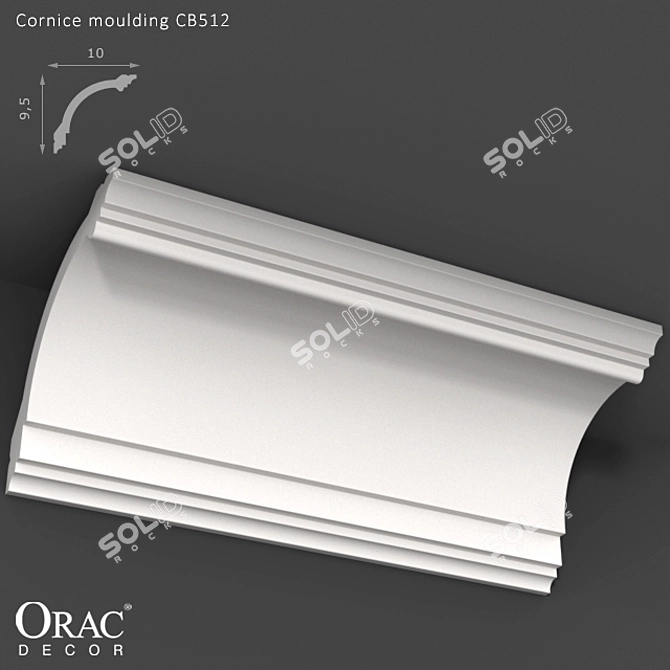 Elegant Linear Cornice Moulding 3D model image 1