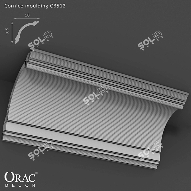 Elegant Linear Cornice Moulding 3D model image 2